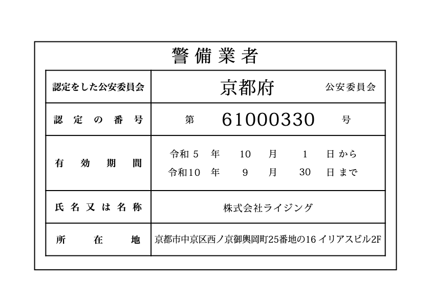 警備業標識